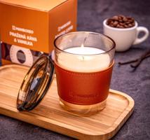 Sójová svíčka v kávové sklenici s víčkem ToGO a intenzivní vůní - Roasted Coffee & Vanilla 230 g